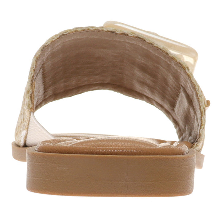 "Damers sandaler i naturligt material med justerbart spänne, elegant stil, perfekt för vardag och avslappnade tillfällen."
