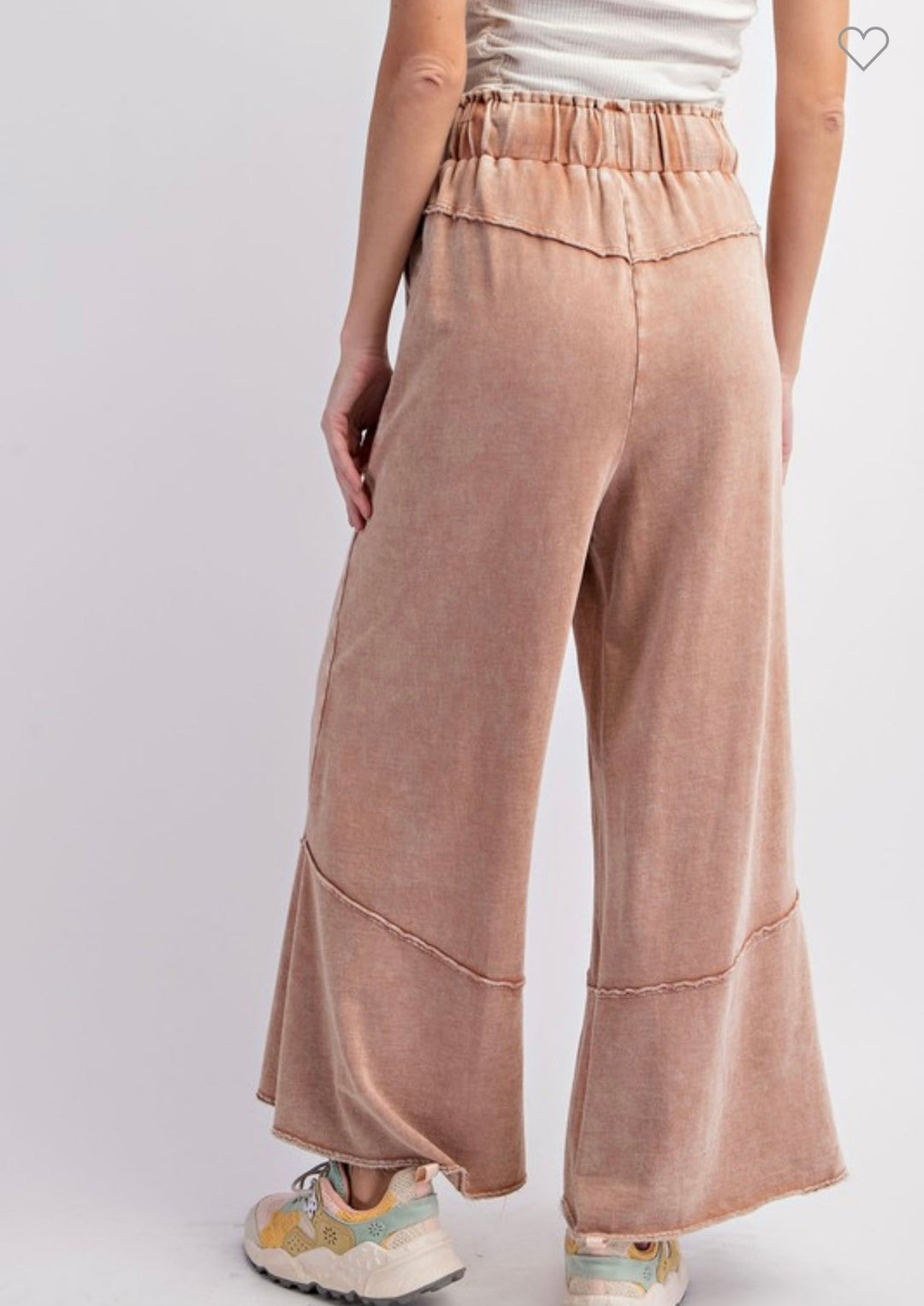 "Damers vida Terry knit byxor cappuccino, mjukt tyg, vida ben, avslappnad stil för inomhus och utomhus."