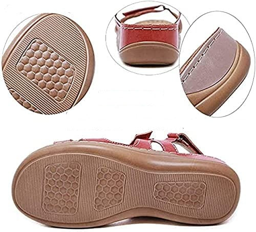 "Damsandaler med platt tå, justerbara kardborreband, ortopedisk design i PU-material, elegant och bekväm."