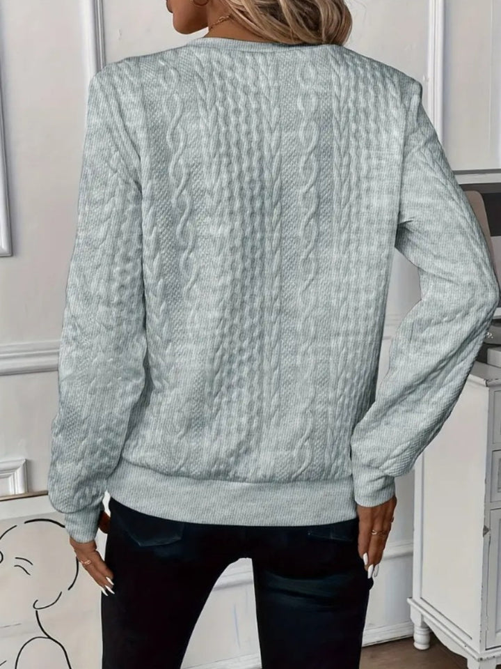"Damsweatshirt med halv dragkedja och textur, elegant design för alla tillfällen, neutral färg och rak passform."