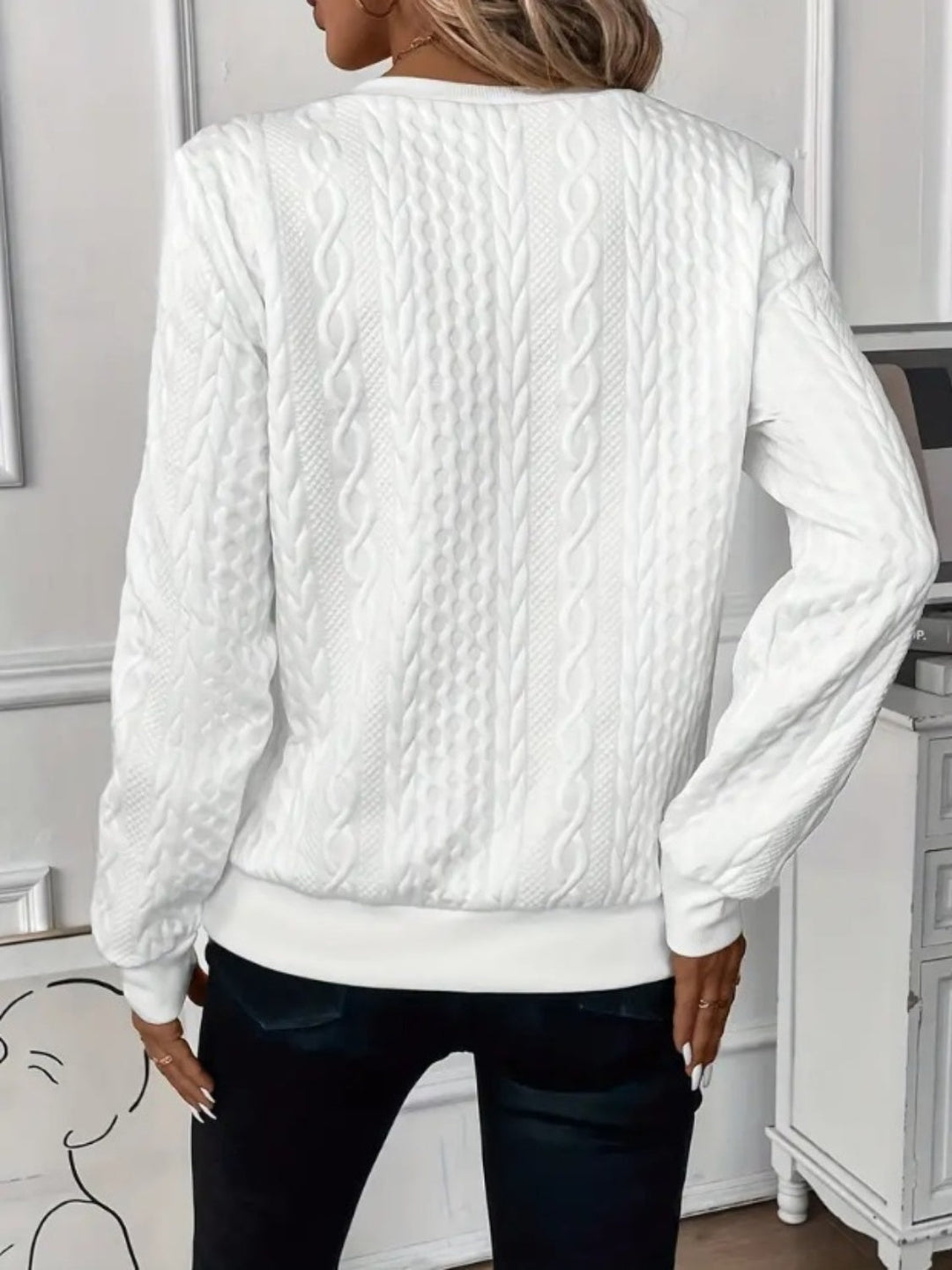 "Damsweatshirt med halv dragkedja och textur, elegant design för alla tillfällen, neutral färg och rak passform."