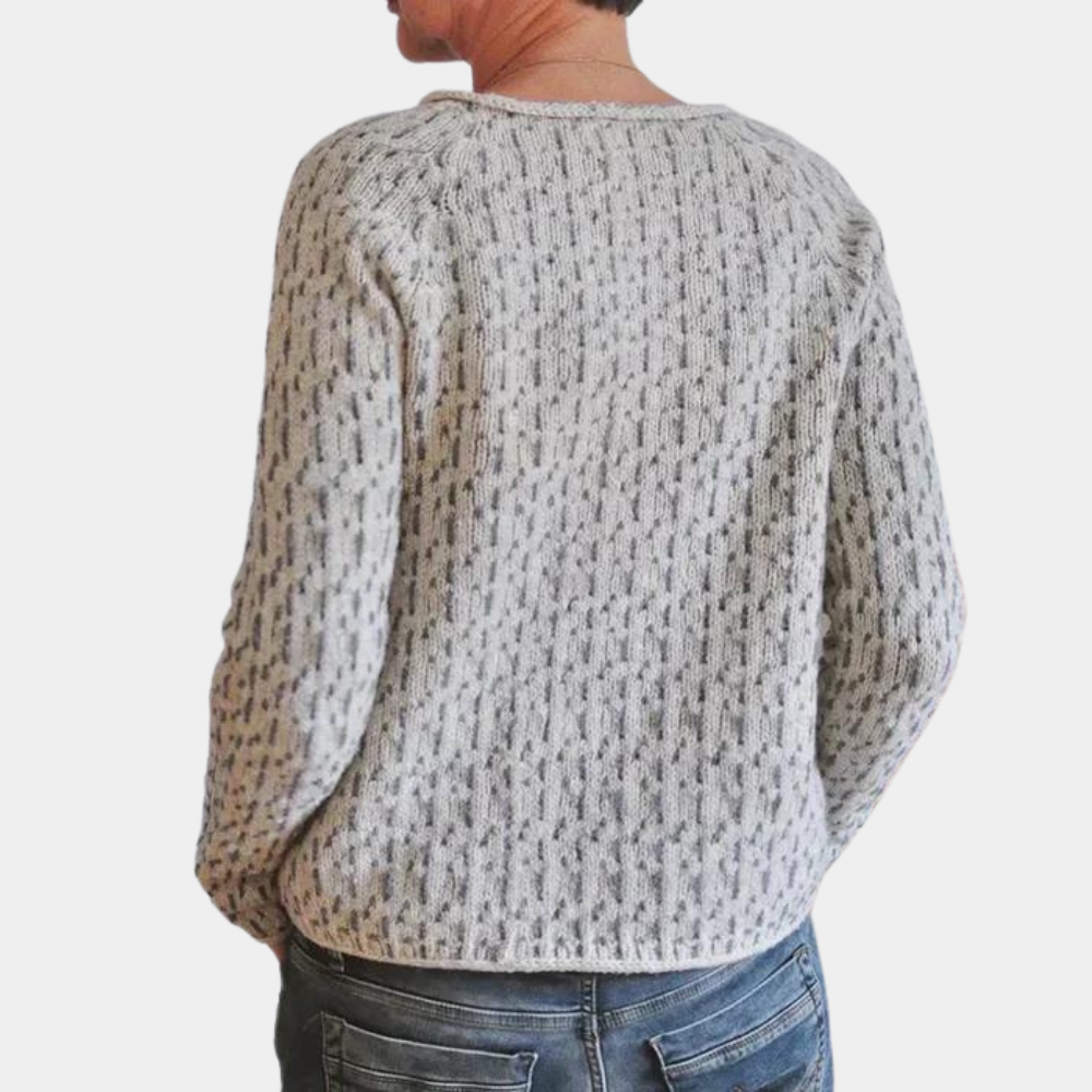 Damtröja med feminint mönster, elegant design, svart och mörkröd färg, polyesterblandning för komfort och hållbarhet.