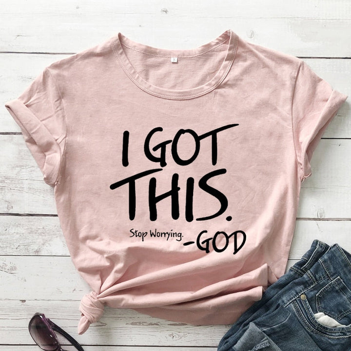 "Damt-shirt med budskap i bomull, rundhalsad, kort ärm, stilfull och inspirerande design, kvinnors toppar."