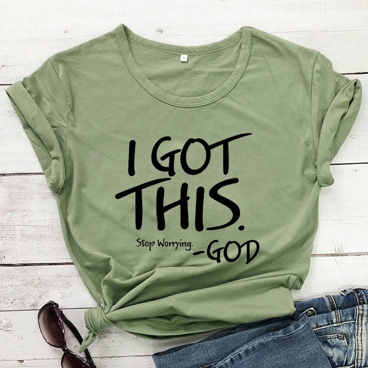 "Damt-shirt med budskap i bomull, rundhalsad, kort ärm, stilfull och inspirerande design, kvinnors toppar."