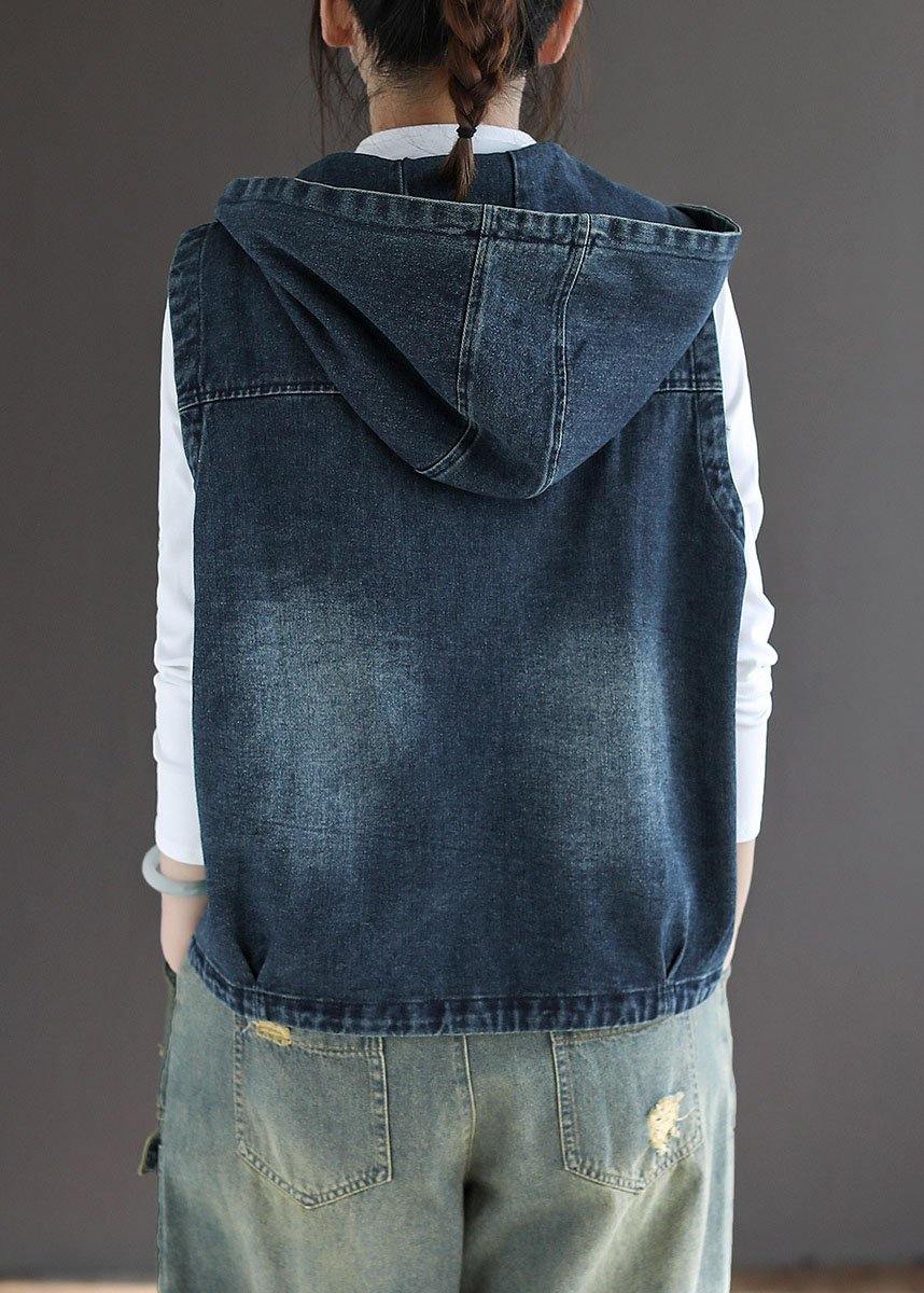 "Damväst i denimstil med dragkedjor, avslappnad passform, ärmlös design, perfekt för lager-på-lager-stil i höst."