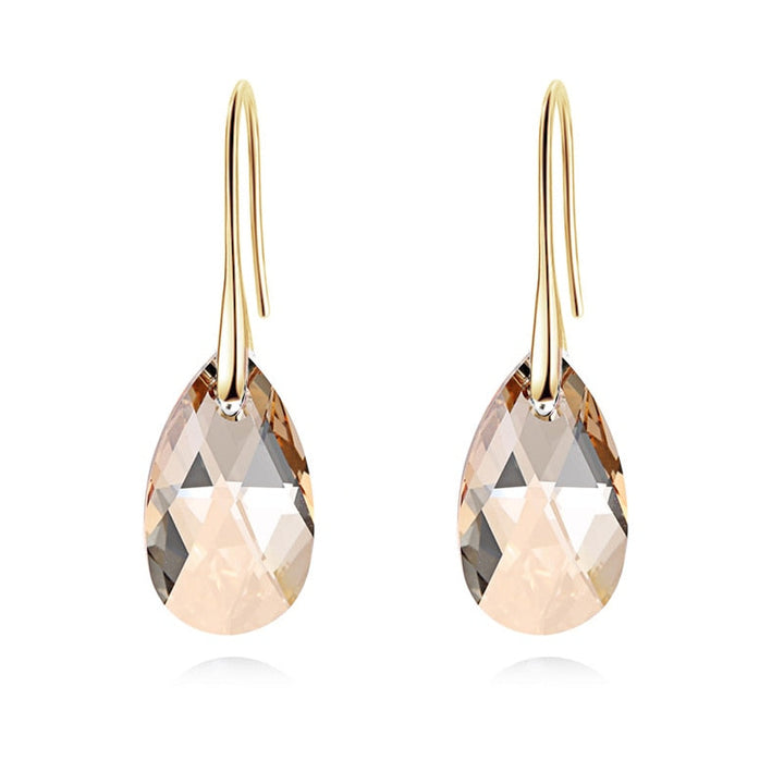 Droppformade kristallörhängen för kvinnor med blå akvamarinstenar och CZ-zirkonia, pläterade med sterling silver.