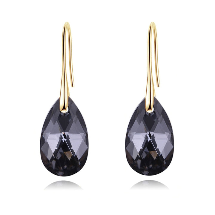 Droppformade kristallörhängen för kvinnor med blå akvamarinstenar och CZ-zirkonia, pläterade med sterling silver.