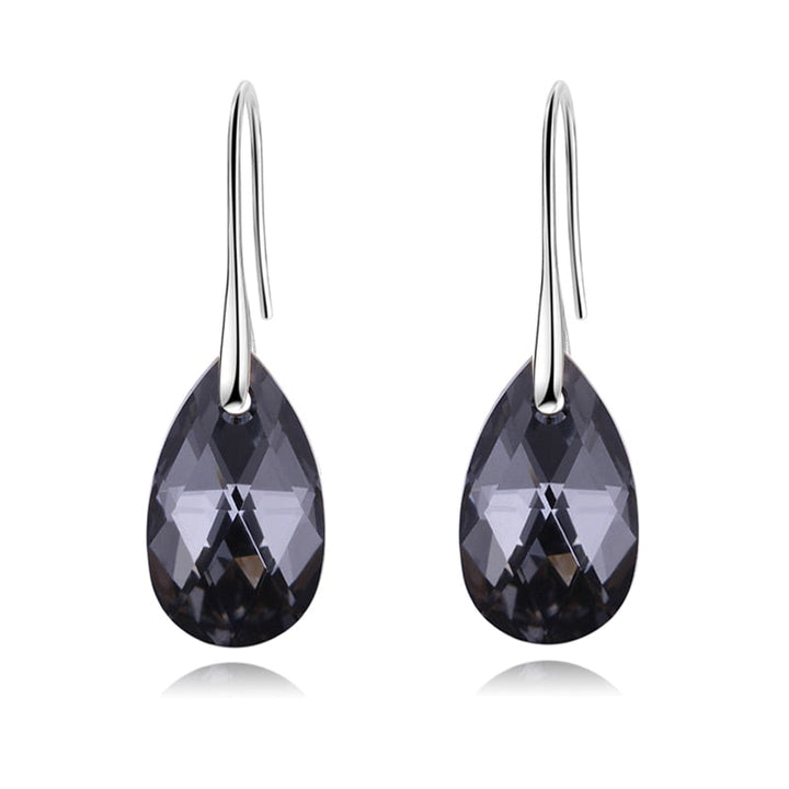 Droppformade kristallörhängen för kvinnor med blå akvamarinstenar och CZ-zirkonia, pläterade med sterling silver.