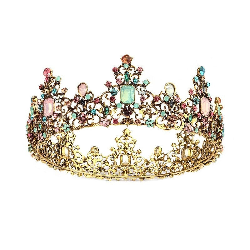 Drottningens vintage barockkrona med gnistrande kristaller för kvinnor, dekorativ och elegant huvudbonad