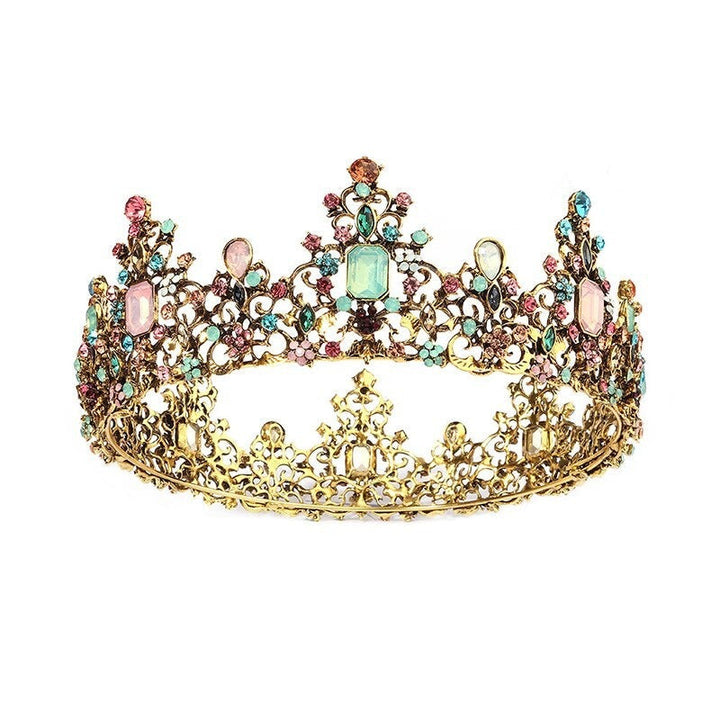 Drottningens vintage barockkrona med gnistrande kristaller för kvinnor, dekorativ och elegant huvudbonad