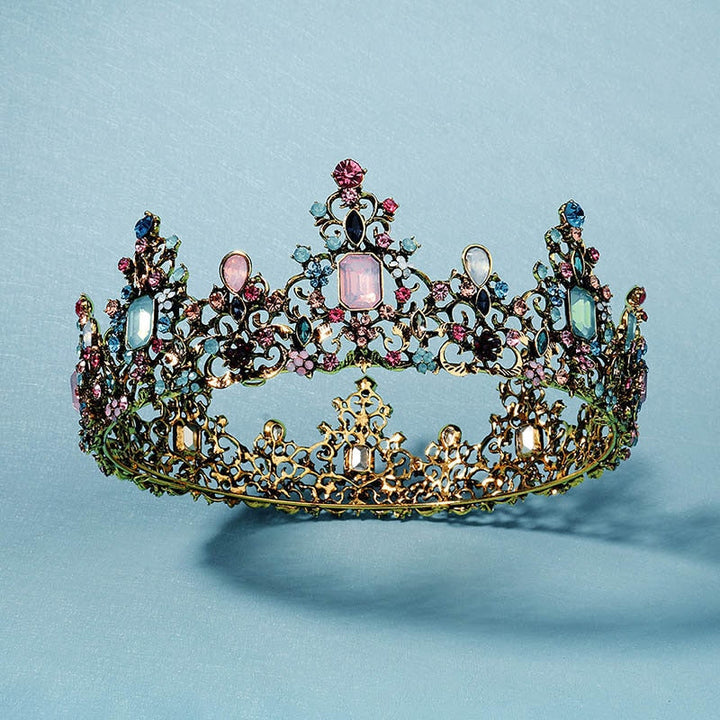Drottningens vintage barockkrona med gnistrande kristaller för kvinnor, dekorativ och elegant huvudbonad