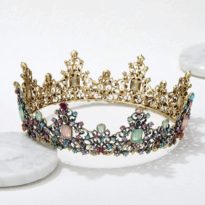 Drottningens vintage barockkrona med gnistrande kristaller för kvinnor, dekorativ och elegant huvudbonad