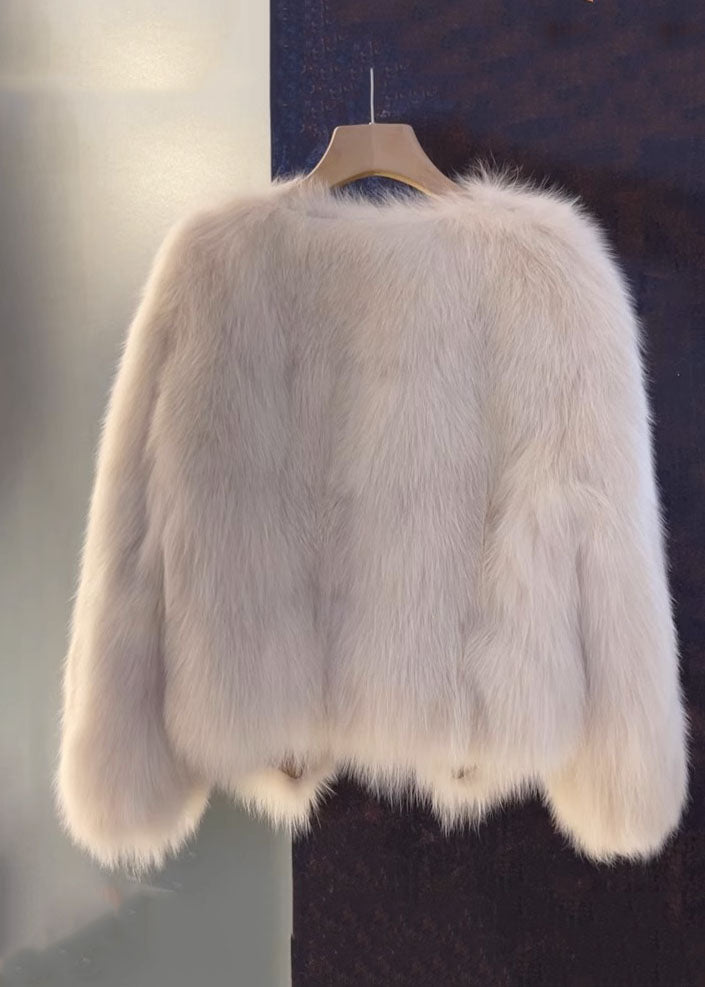 Elegant Dam V-hals Läderrock med Pälsdetaljer, brun, mjukt skinn, sofistikerad stil, perfekt för höstmode.