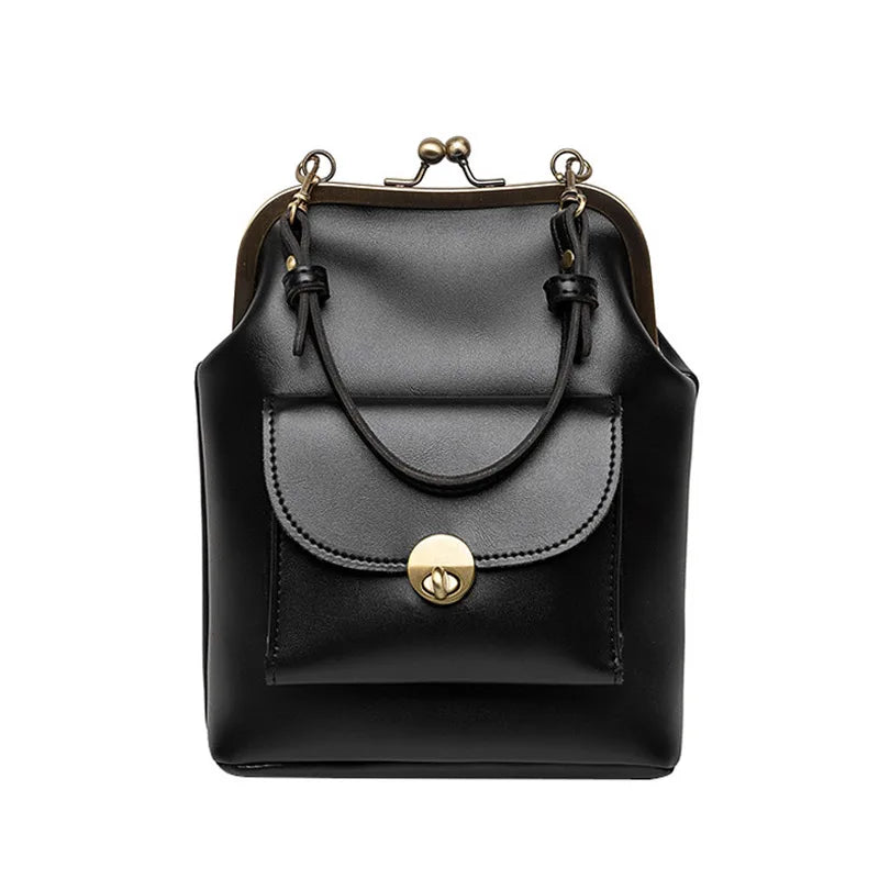 Elegant dam crossbody-väska i konstläder med stilren design, justerbar axelrem och klassiska färger som svart, kaki, burgundisk