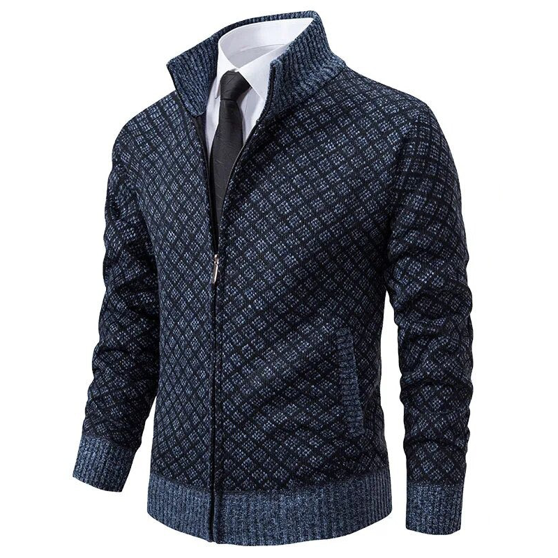 "Elegant dam jacquard kofta med sofistikerat mönster, mångsidig mjuk tröja, stilren design för vardag och fest."