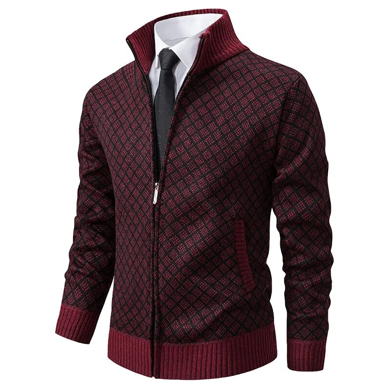 "Elegant dam jacquard kofta med sofistikerat mönster, mångsidig mjuk tröja, stilren design för vardag och fest."