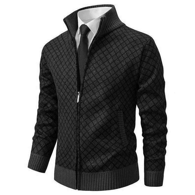 "Elegant dam jacquard kofta med sofistikerat mönster, mångsidig mjuk tröja, stilren design för vardag och fest."