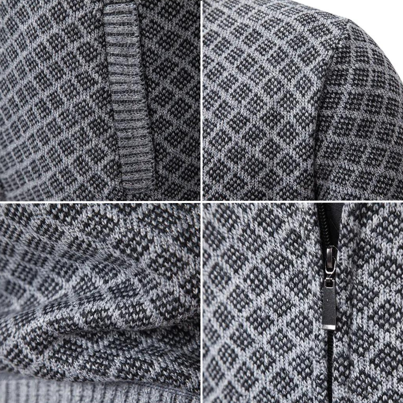 "Elegant dam jacquard kofta med sofistikerat mönster, mångsidig mjuk tröja, stilren design för vardag och fest."