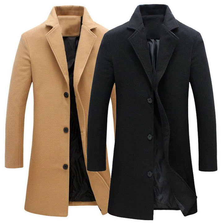 "Elegant dam lång kappa med tidlös design, polyesterblandning, perfekt för kyliga dagar, finns i beige, grå, svart."