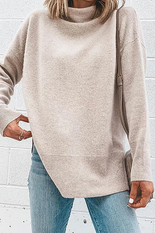 Elegant dam långärmad turtleneck tröja med drop shoulder, modern silhuett, bekvämt tyg, perfekt för lager på lager.