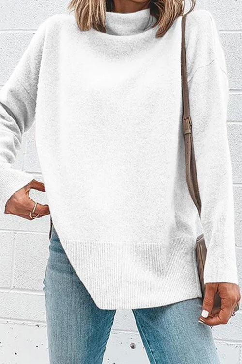 Elegant dam långärmad turtleneck tröja med drop shoulder, modern silhuett, bekvämt tyg, perfekt för lager på lager.