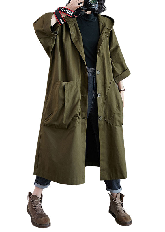 "Elegant dam trenchcoat med huva, fickor, och knappstängning i bomullsblandning för stil och funktion året runt."