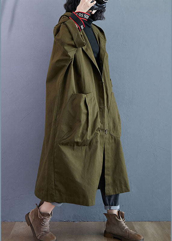 "Elegant dam trenchcoat med huva, fickor, och knappstängning i bomullsblandning för stil och funktion året runt."