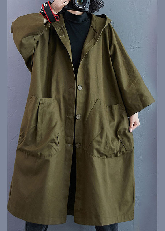 "Elegant dam trenchcoat med huva, fickor, och knappstängning i bomullsblandning för stil och funktion året runt."