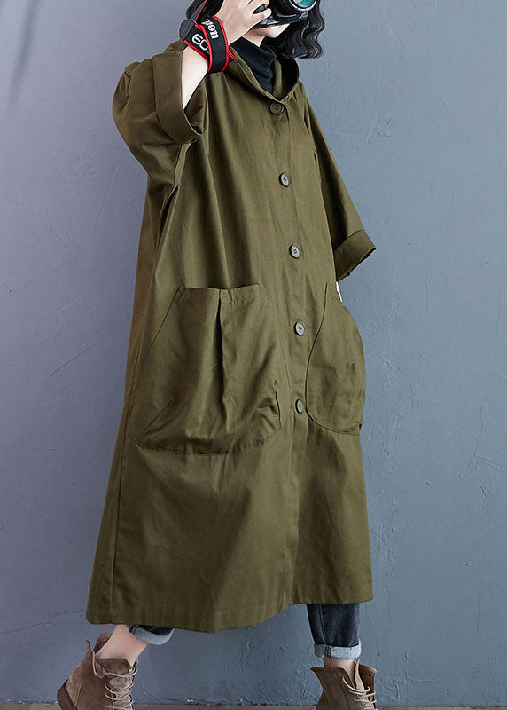 "Elegant dam trenchcoat med huva, fickor, och knappstängning i bomullsblandning för stil och funktion året runt."
