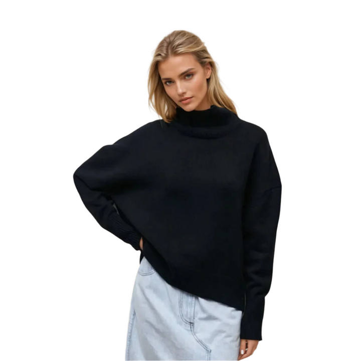 "Elegant dam turtleneck pullover i mjuk stickad kvalitet, perfekt blandning av stil och komfort för alla säsonger."