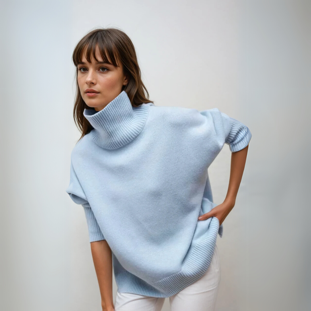 "Elegant dam turtleneck pullover i mjuk stickad kvalitet, perfekt blandning av stil och komfort för alla säsonger."