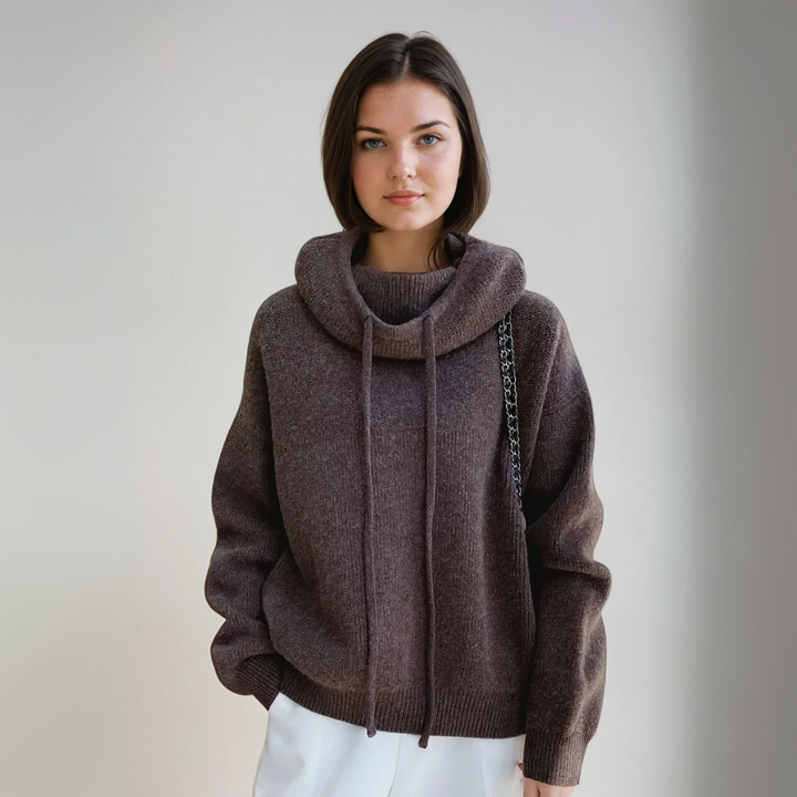"Elegant dam turtleneck tröja i ull, mjukt material, hög krage, perfekt för stilfulla och varma höst- och vinterdagar."