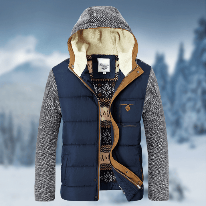"Elegant damjacka i varm polyester och bomull, sett framifrån, idealisk för stil och komfort under kalla dagar."