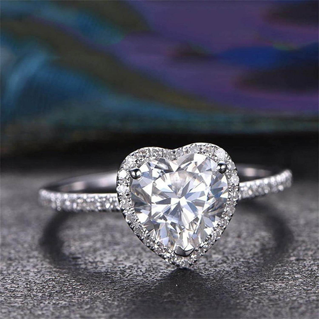 "Elegant damring med hjärta och cubic zirconia, lysande sten, sterling silver, perfekt accessoar för kvinnor, lyxig stil."