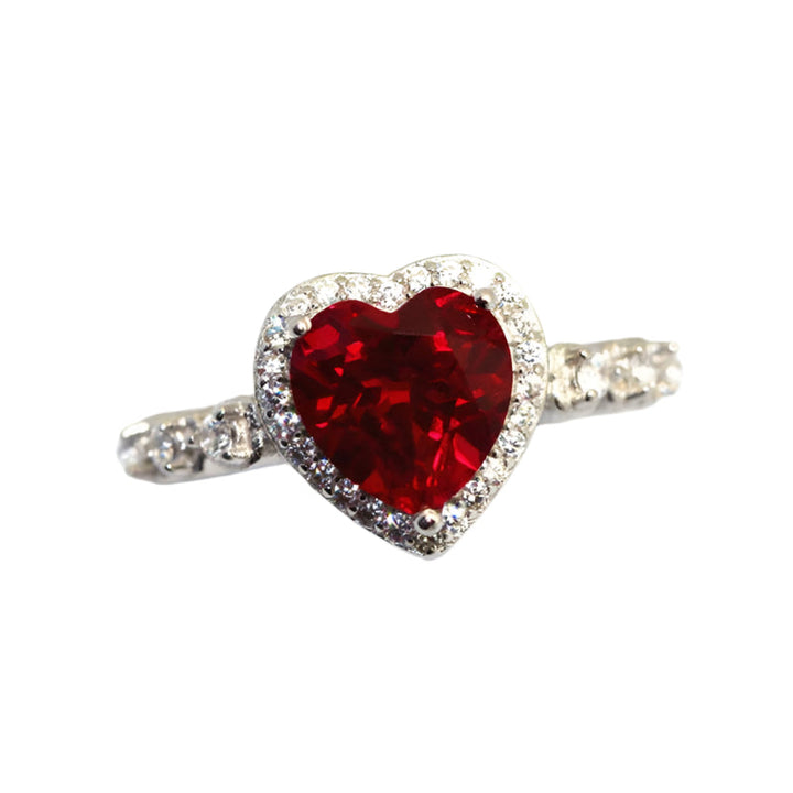 "Elegant damring med hjärta och cubic zirconia, lysande sten, sterling silver, perfekt accessoar för kvinnor, lyxig stil."