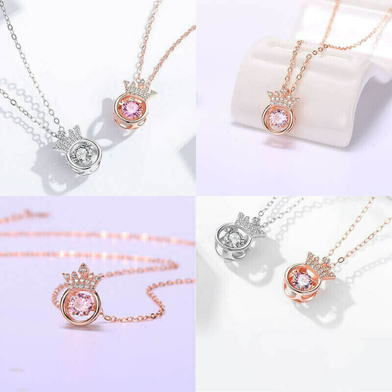 Elegant halsband med kronhänge i silver och guld, cubic zirconia och justerbar kedja. Perfekt accessoar för kvinnor.