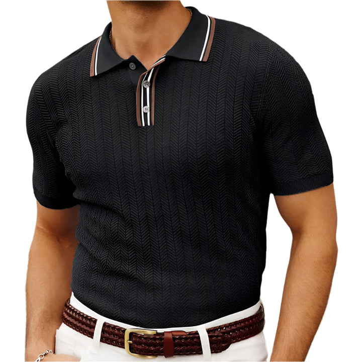 "Elegant herr silke poloshirt slim fit i ljus färg, mjukt och andningsbart tyg för stilren komfort och lyxighet."