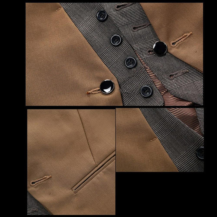 "Elegant herr slim fit väst med V-hals, framhäver fysik, perfekt för formella tillfällen och vardag, polyesterblandning."