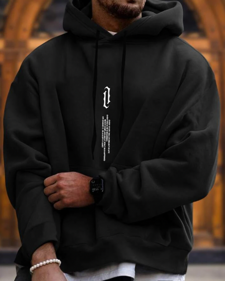 Elegant herrhoodie i mjuk bomullsblandning med stilren design, perfekt för både vardag och mer formella tillfällen.