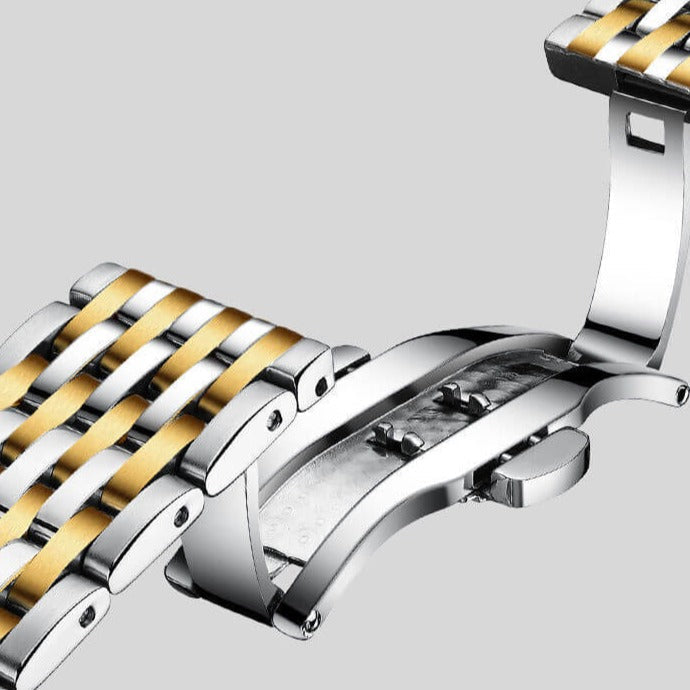 "Elegant herrklocka i rostfritt stål, multifunktion, 41 mm rund boett, stilrena färger, tidlös design för alla tillfällen"