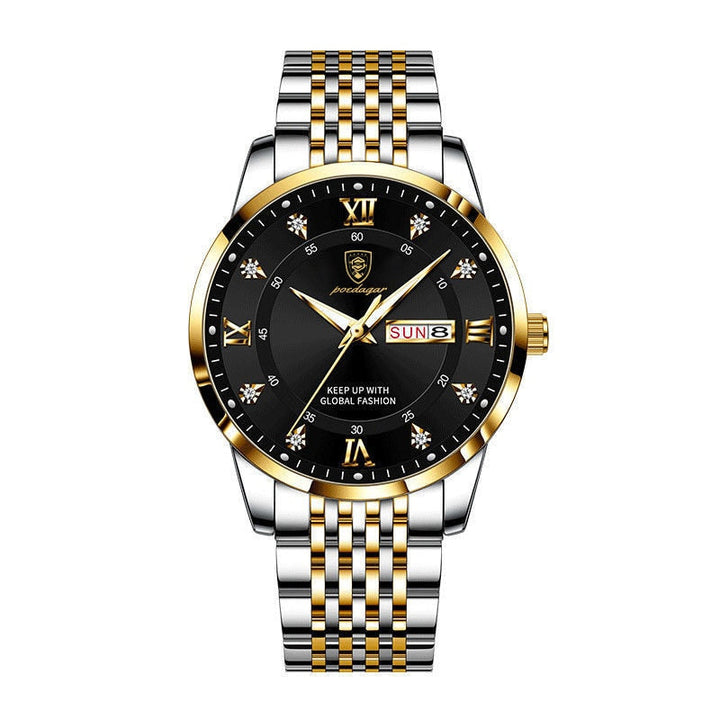 "Elegant herrklocka i rostfritt stål, multifunktion, 41 mm rund boett, stilrena färger, tidlös design för alla tillfällen"