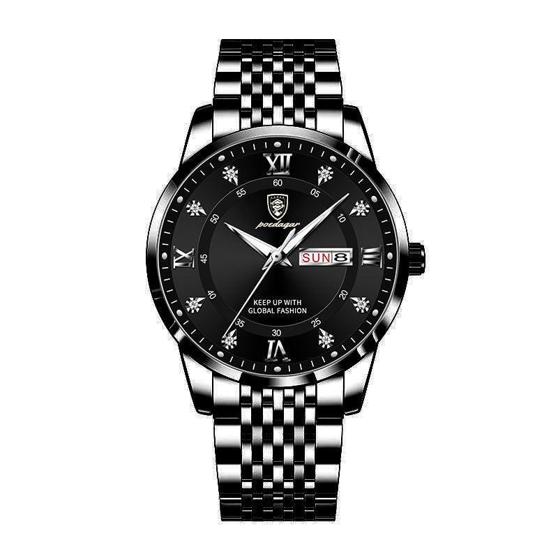 "Elegant herrklocka i rostfritt stål, multifunktion, 41 mm rund boett, stilrena färger, tidlös design för alla tillfällen"