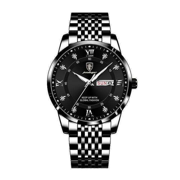 "Elegant herrklocka i rostfritt stål, multifunktion, 41 mm rund boett, stilrena färger, tidlös design för alla tillfällen"
