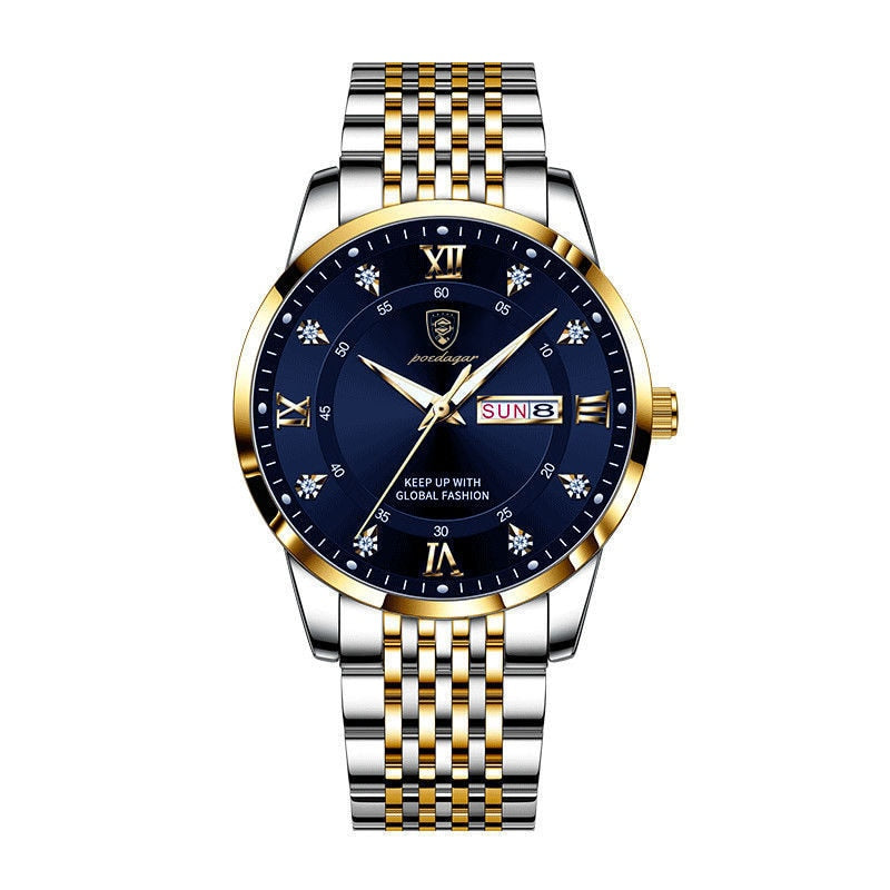 "Elegant herrklocka i rostfritt stål, multifunktion, 41 mm rund boett, stilrena färger, tidlös design för alla tillfällen"