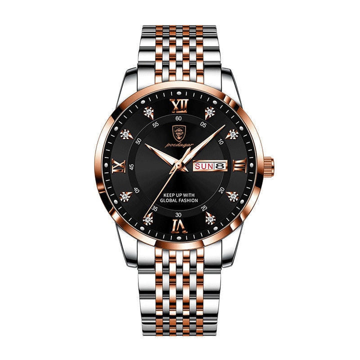 "Elegant herrklocka i rostfritt stål, multifunktion, 41 mm rund boett, stilrena färger, tidlös design för alla tillfällen"