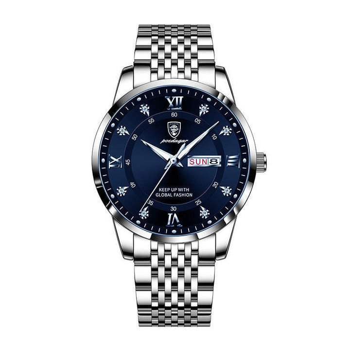 "Elegant herrklocka i rostfritt stål, multifunktion, 41 mm rund boett, stilrena färger, tidlös design för alla tillfällen"