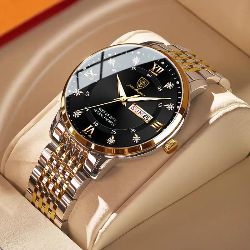 "Elegant herrklocka i rostfritt stål, multifunktion, 41 mm rund boett, stilrena färger, tidlös design för alla tillfällen"