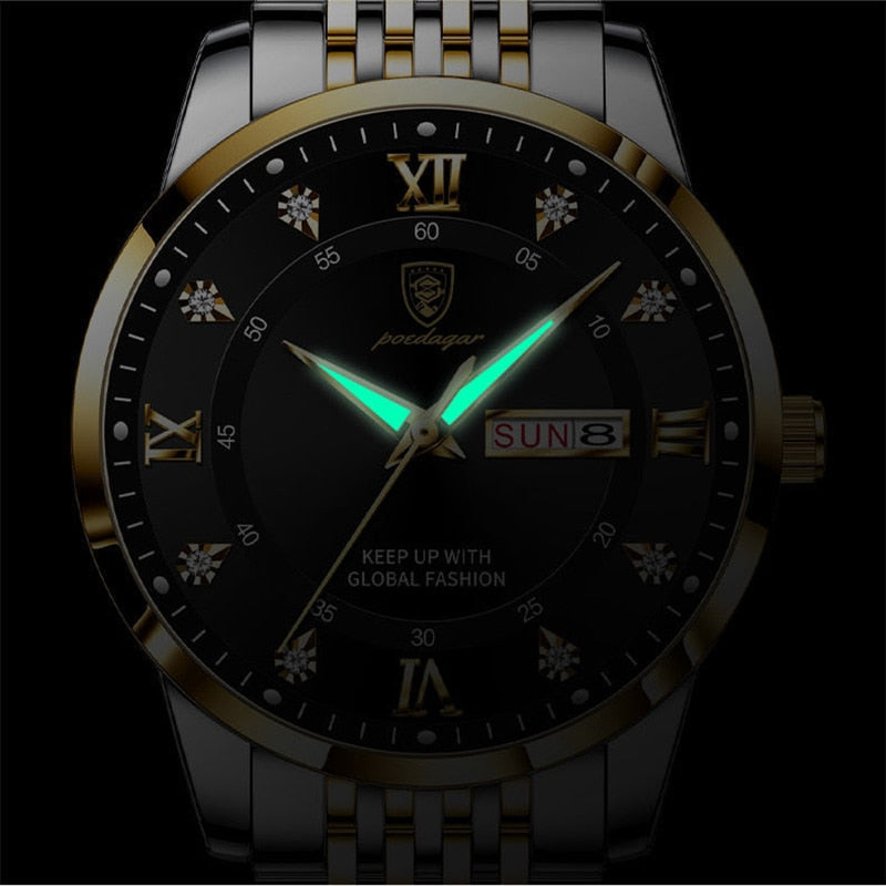 "Elegant herrklocka i rostfritt stål, multifunktion, 41 mm rund boett, stilrena färger, tidlös design för alla tillfällen"