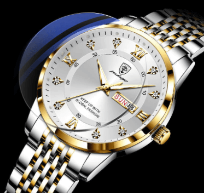 "Elegant herrklocka i rostfritt stål, multifunktion, 41 mm rund boett, stilrena färger, tidlös design för alla tillfällen"