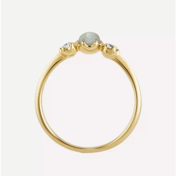 "Elegant kvinnors månsten pärla ring i 925 silver, glittrar med geometriskt mönster och tidlös design, stilfull accessoar."